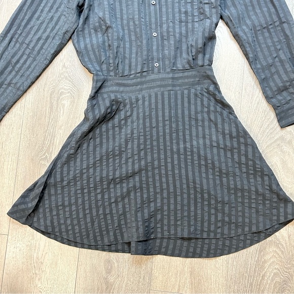 Zadig and Voltaire Rama Raye Mini Dress Black Long Sleeve Silk Buttons Striped - Picture 10 of 16